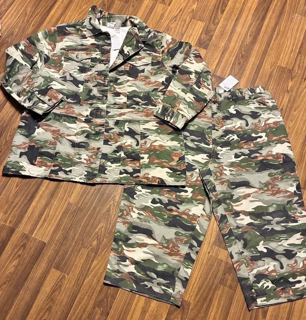 Roaman's Women's Camouflage Jacket and Matching Pants Two-Piece Set Size 22W